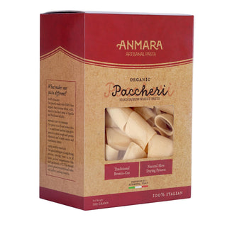 Anmara Artisanal Organic Paccheri Rigate – Premium Ridged Tube-Shaped Hard Durum Wheat Pasta (500g)