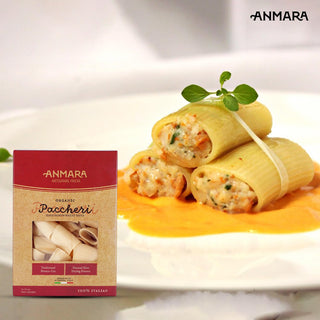 Anmara Artisanal Organic Paccheri Rigate – Premium Ridged Tube-Shaped Hard Durum Wheat Pasta (500g)