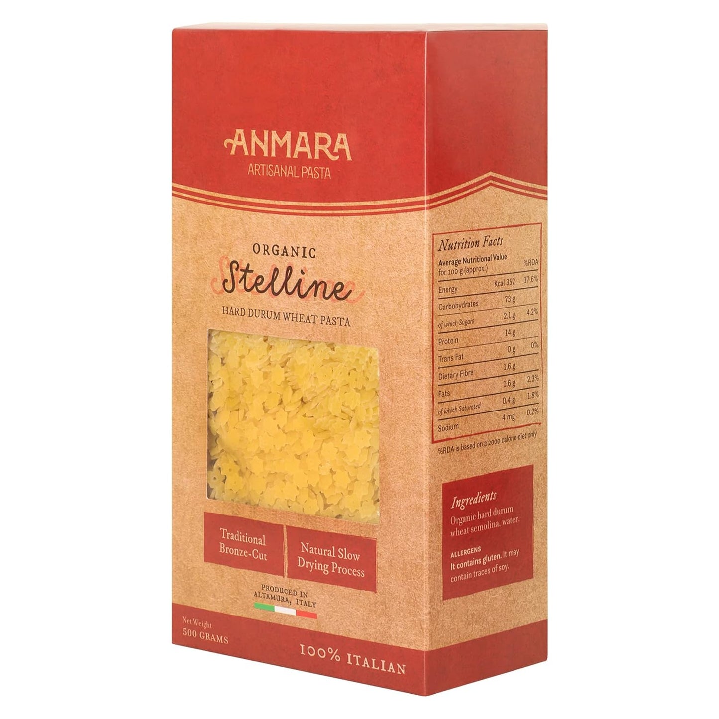 Anmara Artisanal Pasta, Organic Stelline (Hard Durum Wheat)-500G