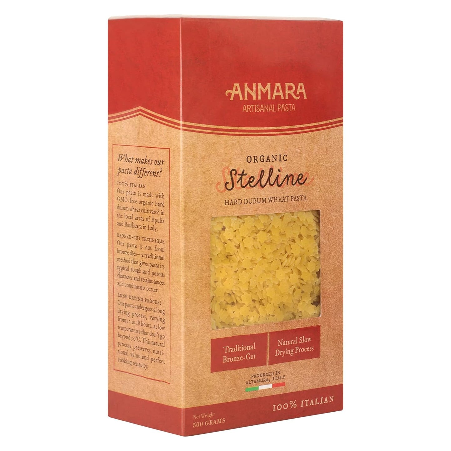 Anmara Artisanal Pasta, Organic Stelline (Hard Durum Wheat)-500G