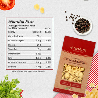 Anmara Artisanal Orecchiette Pasta Nutrition