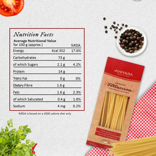 Anmara Artisanal Organic Fettuccine Pasta Nutrition