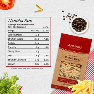 Anmara Artisanal Caserecce Organic Pasta nutrition