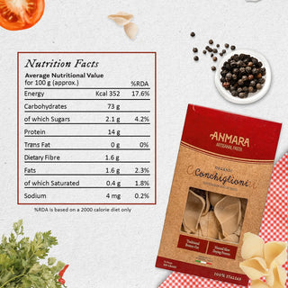 Anmara Artisanal Organic Conchiglioni Pasta Nutrition