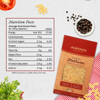 Anmara Artisanal Organic Stelline Pasta Nutrition