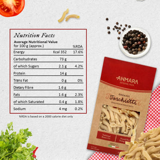 Anmara Artisanal Organic Torchietti Pasta Nutritune