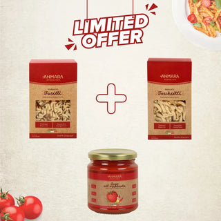 Special Combo Deals | Anmara Organic Fusilli, Torchietti & Spicy Arrabiata Sauce