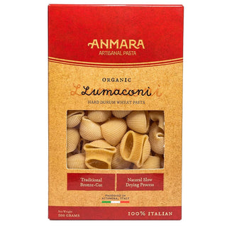 Anmara Artisanal Organic Lumaconi Pasta - Large Ridged Shells Crafted from Hard Durum Wheat (500g)