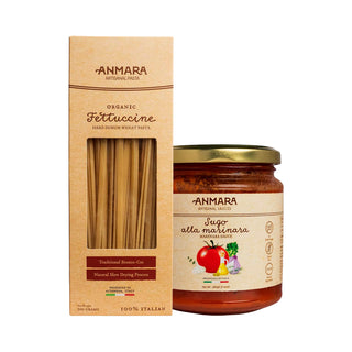 Organic Fettuccine Pasta (500g) with Marinara Sauce (280g) | Anmara Artisanal Pasta and Sauce | Special Combo Deals