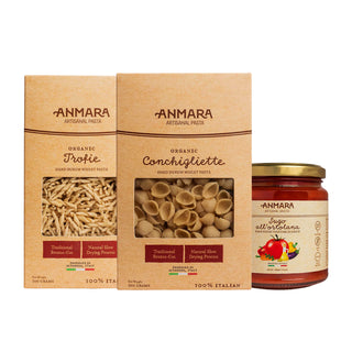 Organic Trofie (500g), & Conchigliette Pasta (500g) + Ortolana Sauce (280g) | Anmara Artisanal Pasta and Sauce | Special Combo Deals