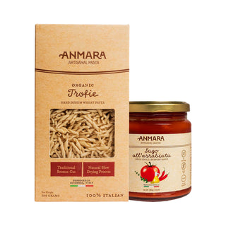 Organic Trofie Pasta (500g) with Arrabiata Sauce (280g) | Anmara Artisanal Pasta and Sauce | Special Combo Deals