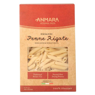 Anmara Artisanal Organic Penne Rigate Pasta - Hard Durum Wheat Tube-Shaped Pasta with Ridges (500g)