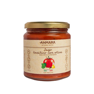 Anmara Artisanal Olive & Basil Sauce – Gluten-Free Vegan Sauce with Black Olives & Fresh Basil (314 ML)