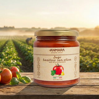 Anmara Artisanal Olive & Basil Sauce – Gluten-Free Vegan Sauce with Black Olives & Fresh Basil (314 ML)