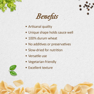 Anmara Artisanal Organic Conchiglioni Pasta - Sea Shell-Shaped Pasta Made from Hard Durum Wheat (500g)