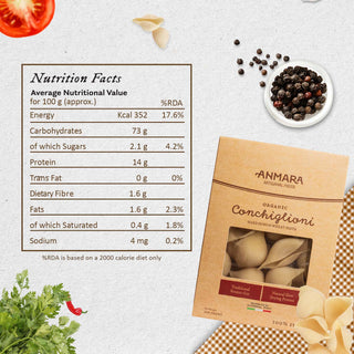 Anmara Artisanal Organic Conchiglioni Pasta - Sea Shell-Shaped Pasta Made from Hard Durum Wheat (500g)