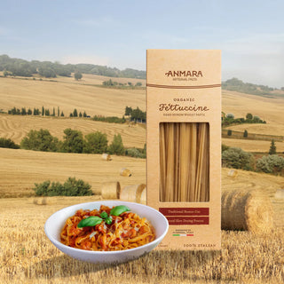 Anmara Artisanal Organic Fettuccine Pasta – Organic 100% Italian Hard Durum Wheat Pasta (500g)