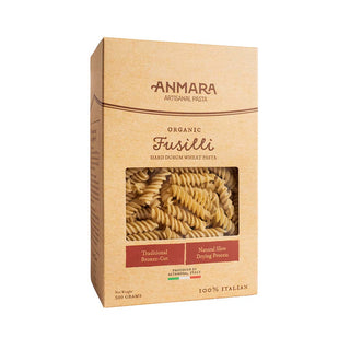 Anmara Artisanal Organic Fusilli Pasta - Spiral Shaped Italian Hard Durum Wheat Pasta (500g)
