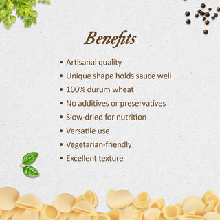 Anmara Artisanal Organic Lumaconi Pasta - Large Ridged Shells Crafted from Hard Durum Wheat (500g)