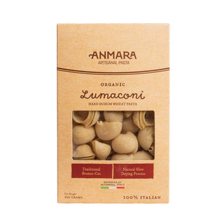 Anmara Artisanal Organic Lumaconi Pasta - Large Ridged Shells Crafted from Hard Durum Wheat (500g)