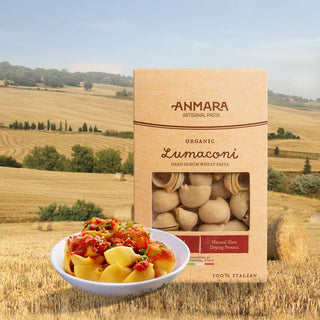 Anmara Artisanal Organic Lumaconi Pasta - Large Ridged Shells Crafted from Hard Durum Wheat (500g)