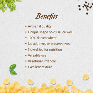 Anmara Artisanal Orecchiette Pasta – Organic Italian Hard  Durum Wheat Pasta (500g)