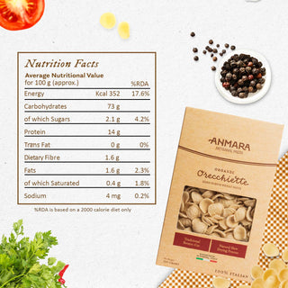Anmara Artisanal Orecchiette Pasta – Organic Italian Hard  Durum Wheat Pasta (500g)