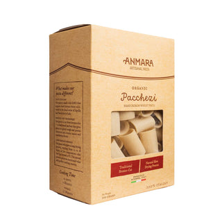 Anmara Artisanal Organic Paccheri Rigate – Premium Ridged Tube-Shaped Hard Durum Wheat Pasta (500g)