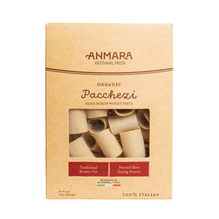 Anmara Artisanal Organic Paccheri Rigate – Premium Ridged Tube-Shaped Hard Durum Wheat Pasta (500g)