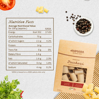 Anmara Artisanal Organic Paccheri Rigate – Premium Ridged Tube-Shaped Hard Durum Wheat Pasta (500g)