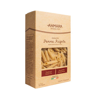 Anmara Artisanal Organic Penne Rigate Pasta - Hard Durum Wheat Tube-Shaped Pasta with Ridges (500g)