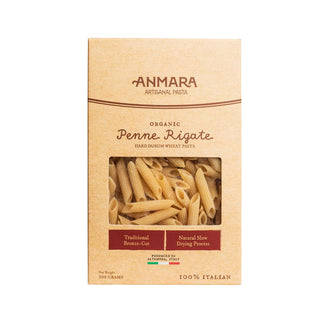 Anmara Artisanal Organic Penne Rigate Pasta - Hard Durum Wheat Tube-Shaped Pasta with Ridges (500g)