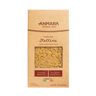Anmara Artisanal Organic Stelline Pasta - Italian Star-Shaped Pasta Made with Hard Durum Wheat (500g)