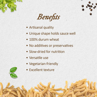 Anmara Artisanal Organic Torchietti Pasta - Twisted Bell-Shaped Italian Pasta, 100% Hard Durum Wheat (500g)