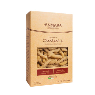 Anmara Artisanal Organic Torchietti Pasta - Twisted Bell-Shaped Italian Pasta, 100% Hard Durum Wheat (500g)