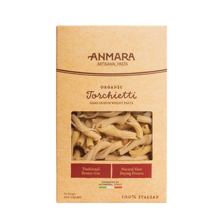 Anmara Artisanal Organic Torchietti Pasta - Twisted Bell-Shaped Italian Pasta, 100% Hard Durum Wheat (500g)