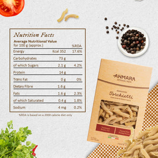 Anmara Artisanal Organic Torchietti Pasta - Twisted Bell-Shaped Italian Pasta, 100% Hard Durum Wheat (500g)