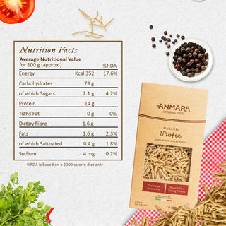Anmara Artisanal Organic Trofie Pasta - Short & Twisted Hard Durum Wheat Pasta (500g)