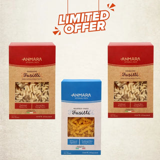 Special Combo Deals | Organic Fusilli Pasta – 2 x 500g & Gluten-Free Fusilli (250g) – Anmara Artisanal Italian Pasta Selection