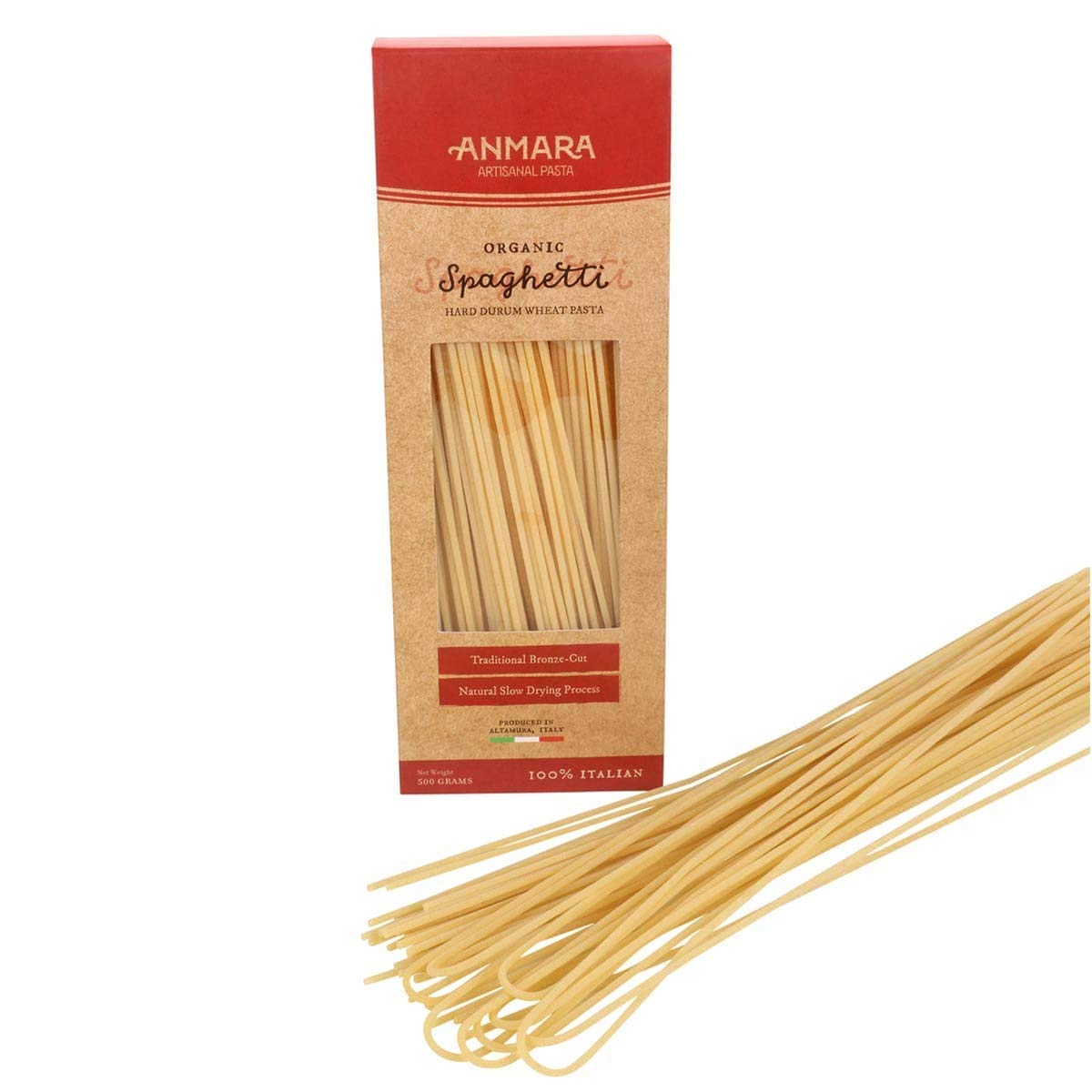 Anmara Artisanal Pasta, Organic Spaghetti, Hard Durum Wheat, 500 g