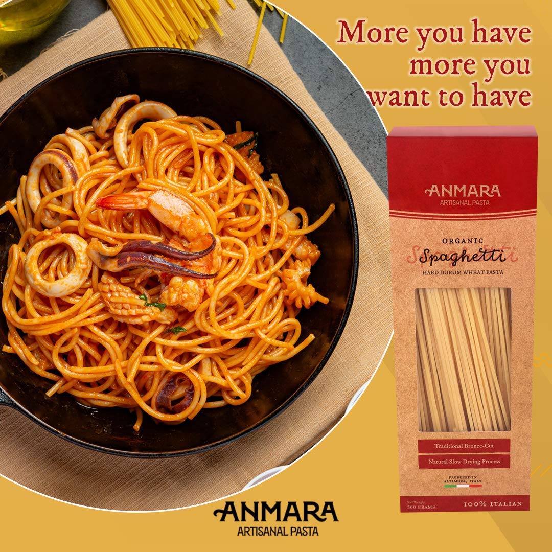 Anmara Artisanal Pasta, Organic Spaghetti, Hard Durum Wheat, 500 g