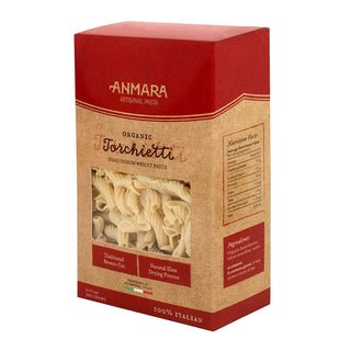 Anmara Artisanal Organic Torchietti Pasta - Twisted Bell-Shaped Italian Pasta, 100% Hard Durum Wheat (500g)